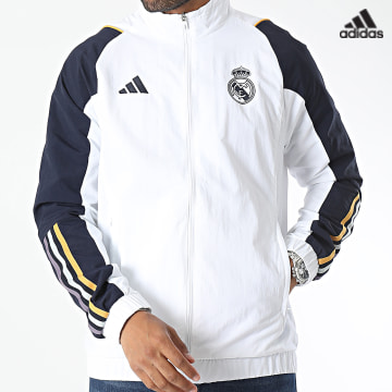 https://laboutiqueofficielle-res.cloudinary.com/image/upload/v1627638668/Desc/Watermark/adidas_performance.svg Adidas Sportswear - Veste Zippée A Bandes Real Madrid IB0863 Blanc