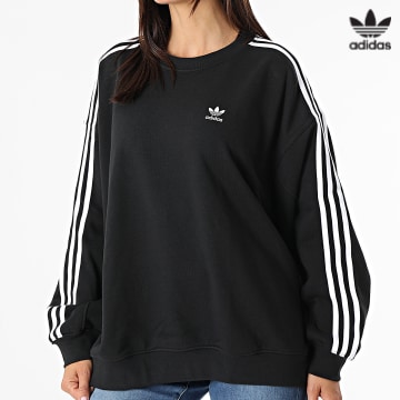 https://laboutiqueofficielle-res.cloudinary.com/image/upload/v1627646526/Desc/Watermark/3adidas_orginal.svg Adidas Originals - Sweat Crewneck Oversize Femme A Bandes Classics H33539 Noir