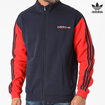 https://laboutiqueofficielle-res.cloudinary.com/image/upload/v1627646526/Desc/Watermark/3adidas_orginal.svg Adidas Originals - Veste Zippée A Bandes H31266 Bleu Marine Rouge