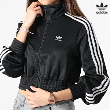 https://laboutiqueofficielle-res.cloudinary.com/image/upload/v1627646526/Desc/Watermark/3adidas_orginal.svg Adidas Originals - Veste Zippée Crop Femme A Bandes HF7535 Noir