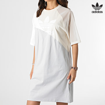 https://laboutiqueofficielle-res.cloudinary.com/image/upload/v1627646526/Desc/Watermark/3adidas_orginal.svg Adidas Originals - Robe Tee Shirt Femme HC0636 Beige Gris