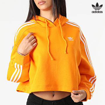https://laboutiqueofficielle-res.cloudinary.com/image/upload/v1627646526/Desc/Watermark/3adidas_orginal.svg Adidas Originals - Sweat Capuche Femme Crop HC2015 Orange