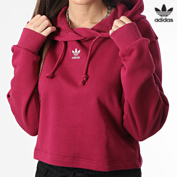 https://laboutiqueofficielle-res.cloudinary.com/image/upload/v1627646526/Desc/Watermark/3adidas_orginal.svg Adidas Originals - Sweat Capuche Femme Crop HM1825 Bordeaux
