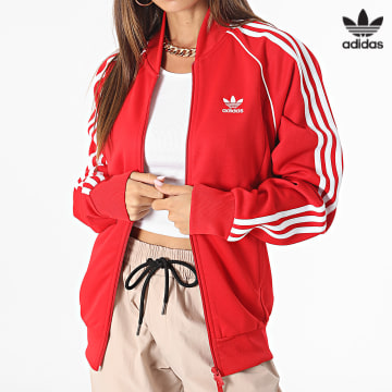 https://laboutiqueofficielle-res.cloudinary.com/image/upload/v1627646526/Desc/Watermark/3adidas_orginal.svg Adidas Originals - Veste Zippée A Bandes Femme SST IL2494 Rouge