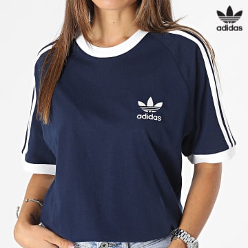https://laboutiqueofficielle-res.cloudinary.com/image/upload/v1627646526/Desc/Watermark/3adidas_orginal.svg Adidas Originals - Tee Shirt A Bandes Femme 3 Stripes IA4850 Bleu Marine