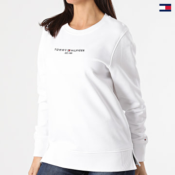 https://laboutiqueofficielle-res.cloudinary.com/image/upload/v1627647047/Desc/Watermark/5logo_tommyhilfiger_watermark.svg Tommy Hilfiger - Sweat Crewneck Femme Essential 8220 Blanc
