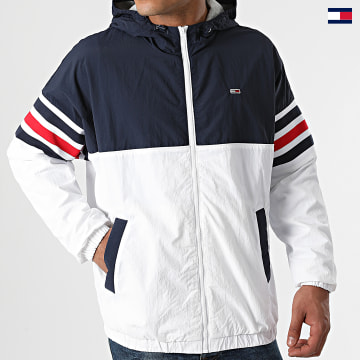 https://laboutiqueofficielle-res.cloudinary.com/image/upload/v1627647047/Desc/Watermark/5logo_tommyhilfiger_watermark.svg Tommy Jeans - Veste Zippée Capuche Colorblock 1002 Blanc Bleu Marine
