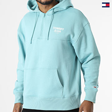 https://laboutiqueofficielle-res.cloudinary.com/image/upload/v1627647047/Desc/Watermark/5logo_tommyhilfiger_watermark.svg Tommy Jeans - Sweat Capuche Col Zippé Tommy Tape 2934 Turquoise