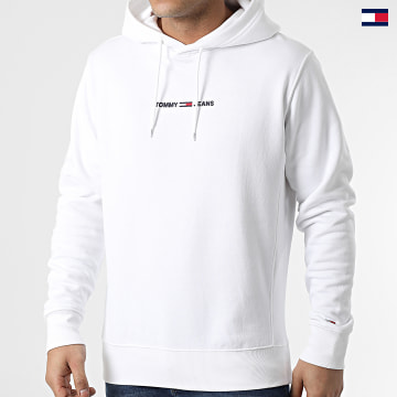https://laboutiqueofficielle-res.cloudinary.com/image/upload/v1627647047/Desc/Watermark/5logo_tommyhilfiger_watermark.svg Tommy Jeans - Sweat Capuche Linear Logo 2942 Blanc
