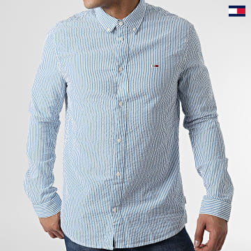 https://laboutiqueofficielle-res.cloudinary.com/image/upload/v1627647047/Desc/Watermark/5logo_tommyhilfiger_watermark.svg Tommy Jeans - Chemise Manches Longues A Rayures Casual Stripe 3042 Blanc Bleu Clair
