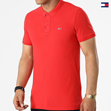 https://laboutiqueofficielle-res.cloudinary.com/image/upload/v1627647047/Desc/Watermark/5logo_tommyhilfiger_watermark.svg Tommy Jeans - Polo Manches Courtes Solid Stretch 2219 Rouge