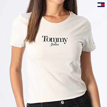 https://laboutiqueofficielle-res.cloudinary.com/image/upload/v1627647047/Desc/Watermark/5logo_tommyhilfiger_watermark.svg Tommy Jeans - Tee Shirt Femme Essential Logo 3696 Beige