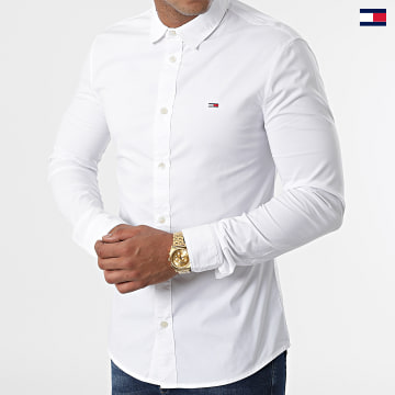 https://laboutiqueofficielle-res.cloudinary.com/image/upload/v1627647047/Desc/Watermark/5logo_tommyhilfiger_watermark.svg Tommy Jeans - Chemise Manches Longues Super Skinny 1656 Blanc