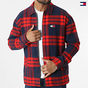 https://laboutiqueofficielle-res.cloudinary.com/image/upload/v1627647047/Desc/Watermark/5logo_tommyhilfiger_watermark.svg Tommy Jeans - Veste Zippée A Carreaux Buffalo Check 4176 Rouge Bleu Marine