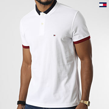 https://laboutiqueofficielle-res.cloudinary.com/image/upload/v1627647047/Desc/Watermark/5logo_tommyhilfiger_watermark.svg Tommy Hilfiger - Polo Manches Courtes RWB Collar Cuff Block 7777 Blanc