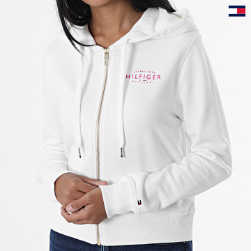 https://laboutiqueofficielle-res.cloudinary.com/image/upload/v1627647047/Desc/Watermark/5logo_tommyhilfiger_watermark.svg Tommy Hilfiger - Sweat Capuche Zippé Femme New Branded 6569 Blanc