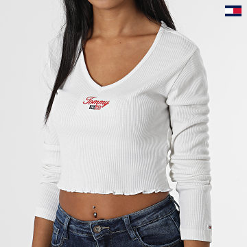 https://laboutiqueofficielle-res.cloudinary.com/image/upload/v1627647047/Desc/Watermark/5logo_tommyhilfiger_watermark.svg Tommy Jeans - Tee Shirt Manches Longues Femme Crop Baby 3626 Beige