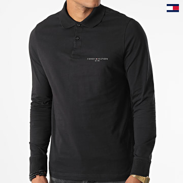 https://laboutiqueofficielle-res.cloudinary.com/image/upload/v1627647047/Desc/Watermark/5logo_tommyhilfiger_watermark.svg Tommy Hilfiger - Polo Manches Longues Clean Jersey 8790 Noir