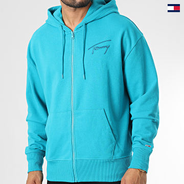 https://laboutiqueofficielle-res.cloudinary.com/image/upload/v1627647047/Desc/Watermark/5logo_tommyhilfiger_watermark.svg Tommy Jeans - Sweat Zippé Capuche Signature 3879 Bleu