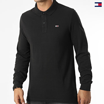 https://laboutiqueofficielle-res.cloudinary.com/image/upload/v1627647047/Desc/Watermark/5logo_tommyhilfiger_watermark.svg Tommy Jeans - Polo Manches Longues Solid 5077 Noir