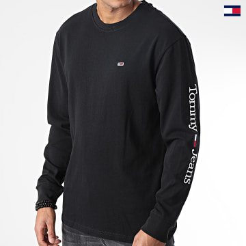 https://laboutiqueofficielle-res.cloudinary.com/image/upload/v1627647047/Desc/Watermark/5logo_tommyhilfiger_watermark.svg Tommy Jeans - Tee Shirt Manches Longues Classic Serif Linear 4986 Noir
