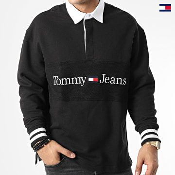 https://laboutiqueofficielle-res.cloudinary.com/image/upload/v1627647047/Desc/Watermark/5logo_tommyhilfiger_watermark.svg Tommy Jeans - Polo Manches Longues Relaxed Linear 5695 Noir