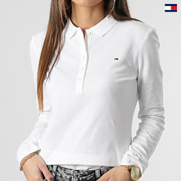 https://laboutiqueofficielle-res.cloudinary.com/image/upload/v1627647047/Desc/Watermark/5logo_tommyhilfiger_watermark.svg Tommy Hilfiger - Polo Manches Longues Femme Heritage 4972 Blanc