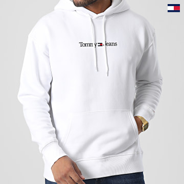 https://laboutiqueofficielle-res.cloudinary.com/image/upload/v1627647047/Desc/Watermark/5logo_tommyhilfiger_watermark.svg Tommy Jeans - Sweat Capuche Linear 5013 Blanc