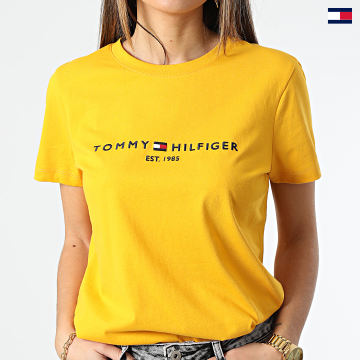 https://laboutiqueofficielle-res.cloudinary.com/image/upload/v1627647047/Desc/Watermark/5logo_tommyhilfiger_watermark.svg Tommy Hilfiger - Tee Shirt Femme Regular 8681 Jaune