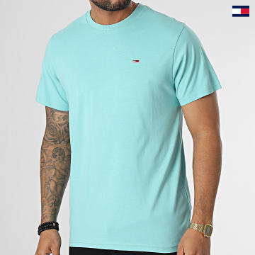 https://laboutiqueofficielle-res.cloudinary.com/image/upload/v1627647047/Desc/Watermark/5logo_tommyhilfiger_watermark.svg Tommy Jeans - Tee Shirt Classic Jersey 9598 Turquoise Clair