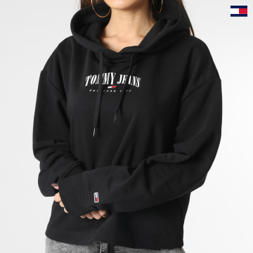 https://laboutiqueofficielle-res.cloudinary.com/image/upload/v1627647047/Desc/Watermark/5logo_tommyhilfiger_watermark.svg Tommy Jeans - Sweat Capuche Femme Relaxed Essential Logo 4852 Noir