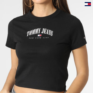 https://laboutiqueofficielle-res.cloudinary.com/image/upload/v1627647047/Desc/Watermark/5logo_tommyhilfiger_watermark.svg Tommy Jeans - Tee Shirt Crop Femme Baby Essential Logo 4910 Noir