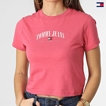 https://laboutiqueofficielle-res.cloudinary.com/image/upload/v1627647047/Desc/Watermark/5logo_tommyhilfiger_watermark.svg Tommy Jeans - Tee Shirt Crop Femme Baby Essential Logo 4910 Rose