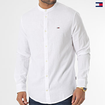 https://laboutiqueofficielle-res.cloudinary.com/image/upload/v1627647047/Desc/Watermark/5logo_tommyhilfiger_watermark.svg Tommy Jeans - Chemise Manches Longues Classic Mao Linen Blend 5927 Blanc