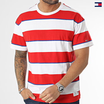 https://laboutiqueofficielle-res.cloudinary.com/image/upload/v1627647047/Desc/Watermark/5logo_tommyhilfiger_watermark.svg Tommy Jeans - Tee Shirt Relaxed Bold Stripe 6312 Blanc Rouge