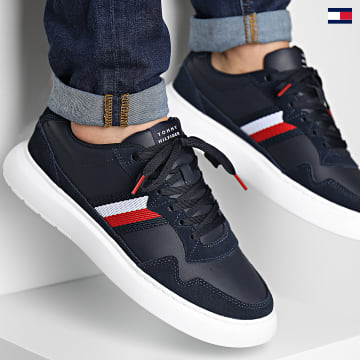 https://laboutiqueofficielle-res.cloudinary.com/image/upload/v1627647047/Desc/Watermark/5logo_tommyhilfiger_watermark.svg Tommy Hilfiger - Baskets Lightweight Leather Mix Cup 4427 Desert Sky