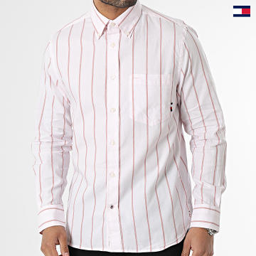 https://laboutiqueofficielle-res.cloudinary.com/image/upload/v1627647047/Desc/Watermark/5logo_tommyhilfiger_watermark.svg Tommy Hilfiger - Chemise Manches Longues A Rayures Oxford Stripe 0080 Rose Clair