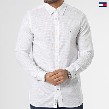 https://laboutiqueofficielle-res.cloudinary.com/image/upload/v1627647047/Desc/Watermark/5logo_tommyhilfiger_watermark.svg Tommy Hilfiger - Chemise Manches Longues Natural Soft Mini Print 0689 Blanc
