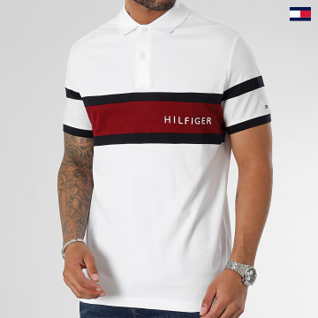 https://laboutiqueofficielle-res.cloudinary.com/image/upload/v1627647047/Desc/Watermark/5logo_tommyhilfiger_watermark.svg Tommy Hilfiger - Polo Manches Courtes Colourblock Placement 0755 Blanc