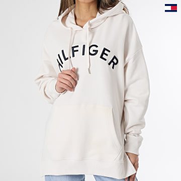 https://laboutiqueofficielle-res.cloudinary.com/image/upload/v1627647047/Desc/Watermark/5logo_tommyhilfiger_watermark.svg Tommy Hilfiger - Sweat Capuche Femme Relaxed Hilfiger Varsity Embroidery 7797 Beige Clair