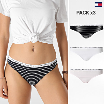 https://laboutiqueofficielle-res.cloudinary.com/image/upload/v1627647047/Desc/Watermark/5logo_tommyhilfiger_watermark.svg Tommy Hilfiger - Lot De 3 Culottes Femme 4557 Noir Blanc Rose