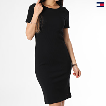 https://laboutiqueofficielle-res.cloudinary.com/image/upload/v1627647047/Desc/Watermark/5logo_tommyhilfiger_watermark.svg Tommy Hilfiger - Robe Manches Courtes Femme 5X2 8834 Noir