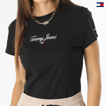 https://laboutiqueofficielle-res.cloudinary.com/image/upload/v1627647047/Desc/Watermark/5logo_tommyhilfiger_watermark.svg Tommy Jeans - Tee Shirt Femme BBY Essential Logo 6145 Noir