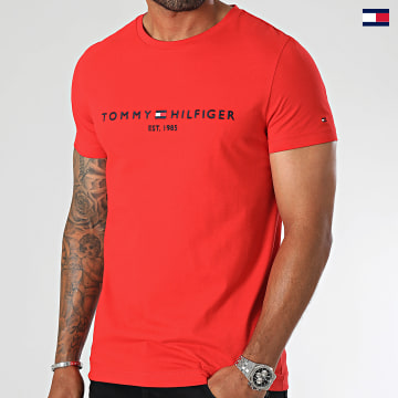https://laboutiqueofficielle-res.cloudinary.com/image/upload/v1627647047/Desc/Watermark/5logo_tommyhilfiger_watermark.svg Tommy Hilfiger - Tee Shirt Slim Logo 1797 Rouge