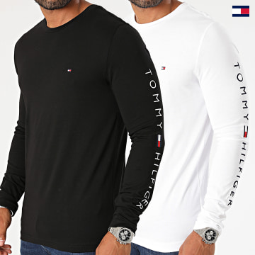 https://laboutiqueofficielle-res.cloudinary.com/image/upload/v1627647047/Desc/Watermark/5logo_tommyhilfiger_watermark.svg Tommy Hilfiger - Lot De 2 Tee Shirts Manches Longues Tommy Logo 9096 Blanc Noir