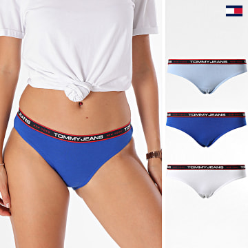 https://laboutiqueofficielle-res.cloudinary.com/image/upload/v1627647047/Desc/Watermark/5logo_tommyhilfiger_watermark.svg Tommy Jeans - Lot De 3 Culottes Femme 4710 Blanc Bleu Clair Bleu Roi