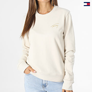 https://laboutiqueofficielle-res.cloudinary.com/image/upload/v1627647047/Desc/Watermark/5logo_tommyhilfiger_watermark.svg Tommy Jeans - Sweat Crewneck Femme Gold Signature 6906 Beige Doré