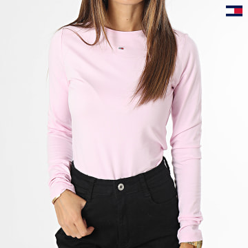 https://laboutiqueofficielle-res.cloudinary.com/image/upload/v1627647047/Desc/Watermark/5logo_tommyhilfiger_watermark.svg Tommy Jeans - Body Manches Longues Femme Essential 6493 Rose