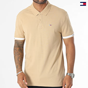 https://laboutiqueofficielle-res.cloudinary.com/image/upload/v1627647047/Desc/Watermark/5logo_tommyhilfiger_watermark.svg Tommy Jeans - Polo Manches Courtes Classic Linear 7282 Beige