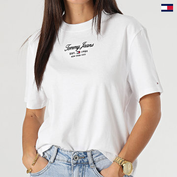 https://laboutiqueofficielle-res.cloudinary.com/image/upload/v1627647047/Desc/Watermark/5logo_tommyhilfiger_watermark.svg Tommy Jeans - Tee Shirt Femme Classic Essential Logo 6444 Blanc